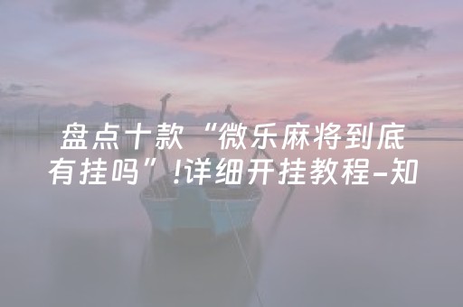 盘点十款“微乐麻将到底有挂吗”!详细开挂教程-知乎