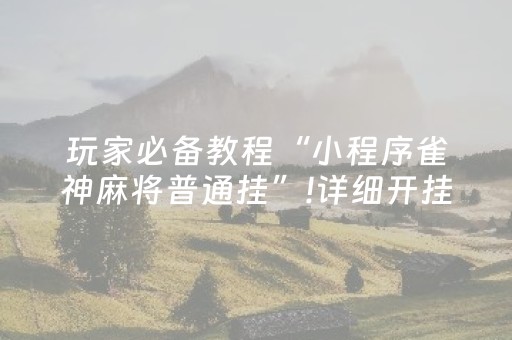 玩家必备教程“小程序雀神麻将普通挂”!详细开挂教程-知乎