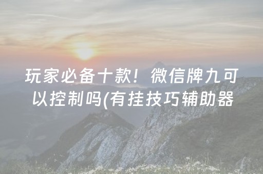 玩家必备十款！微信牌九可以控制吗(有挂技巧辅助器)