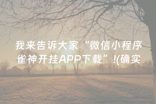 我来告诉大家“微信小程序雀神开挂APP下载”!(确实是有挂)-知乎