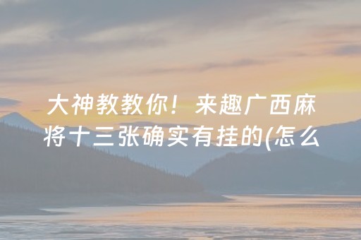 大神教教你！来趣广西麻将十三张确实有挂的(怎么总是输)