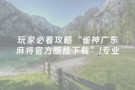 玩家必看攻略“雀神广东麻将官方版挂下载”!专业师傅带你一起了解（详细教程）-知乎