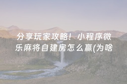 分享玩家攻略！小程序微乐麻将自建房怎么赢(为啥一直输)