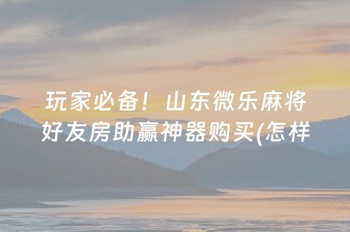 玩家必备！山东微乐麻将好友房助赢神器购买(怎样设置好牌)