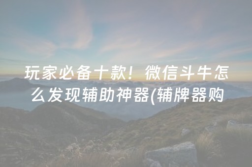 玩家必备十款！微信斗牛怎么发现辅助神器(辅牌器购买)