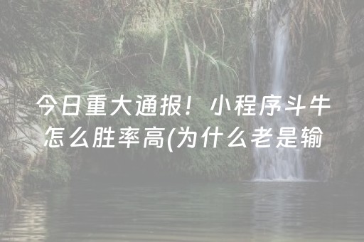 今日重大通报！小程序斗牛怎么胜率高(为什么老是输)