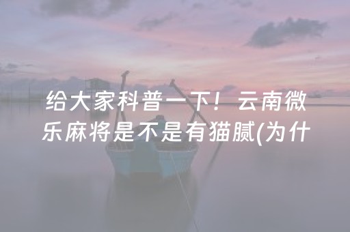 给大家科普一下！云南微乐麻将是不是有猫腻(为什么经常输)