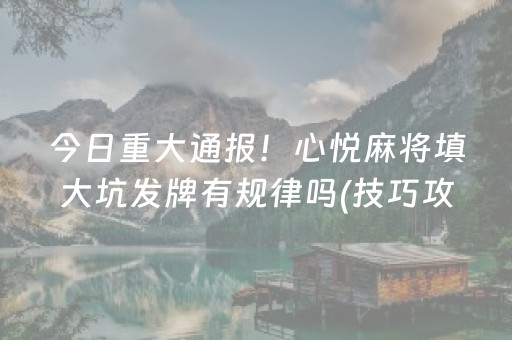 今日重大通报！心悦麻将填大坑发牌有规律吗(技巧攻略怎样拿好牌)