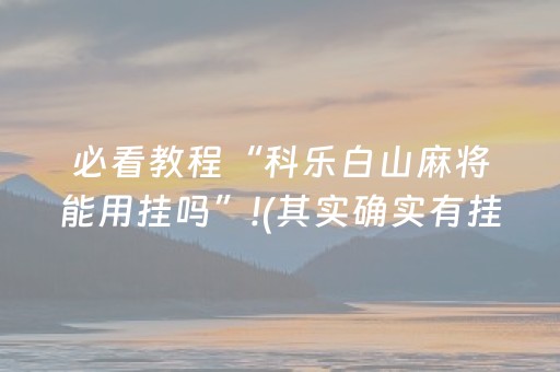 必看教程“科乐白山麻将能用挂吗”!(其实确实有挂)-知乎