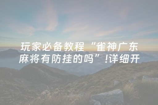 玩家必备教程“雀神广东麻将有防挂的吗”!详细开挂教程-知乎