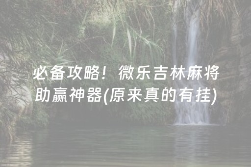 必备攻略！微乐吉林麻将助赢神器(原来真的有挂)