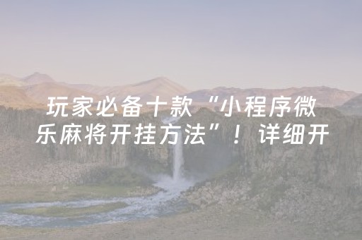 玩家必备十款“小程序微乐麻将开挂方法”！详细开挂教程（确实真的有挂)-知乎