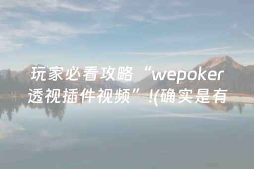 玩家必看攻略“wepoker透视插件视频”!(确实是有挂)-知乎