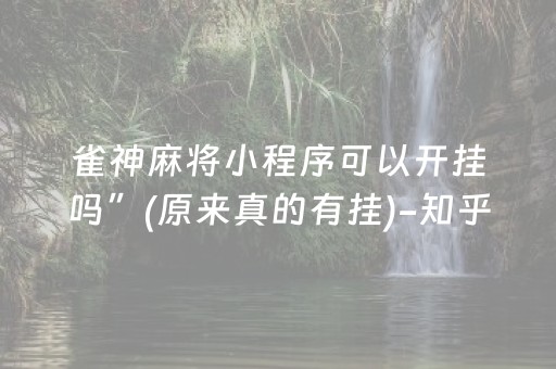 雀神麻将小程序可以开挂吗”(原来真的有挂)-知乎