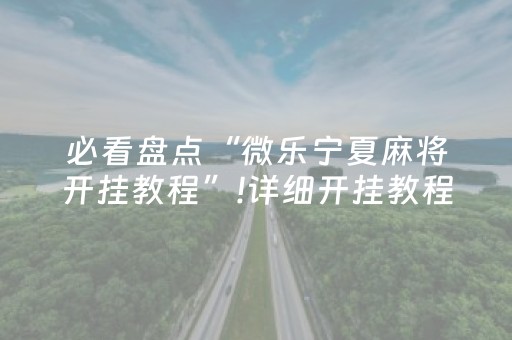 必看盘点“微乐宁夏麻将开挂教程”!详细开挂教程-知乎