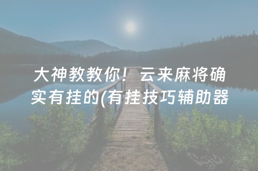 大神教教你！云来麻将确实有挂的(有挂技巧辅助器)