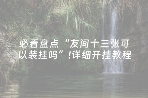 必看盘点“友间十三张可以装挂吗”!详细开挂教程-知乎