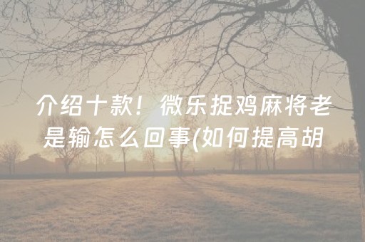 介绍十款！微乐捉鸡麻将老是输怎么回事(如何提高胡牌率)