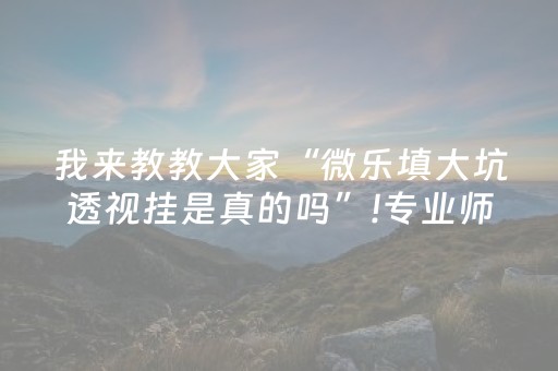 我来教教大家“微乐填大坑透视挂是真的吗”!专业师傅带你一起了解（详细教程）-知乎