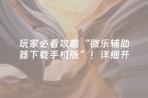 玩家必看攻略“微乐辅助器下载手机版”！详细开挂教程（确实真的有挂)-知乎