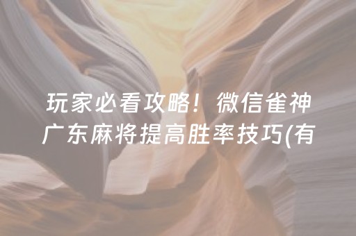 玩家必看攻略！微信雀神广东麻将提高胜率技巧(有什么赢的技巧)