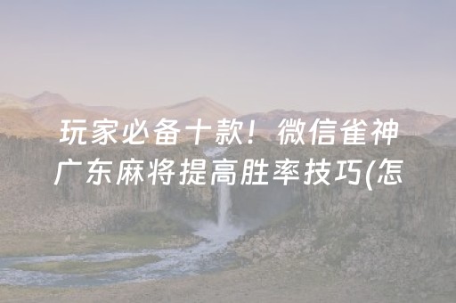 玩家必备十款！微信雀神广东麻将提高胜率技巧(怎么才有赢的几率)