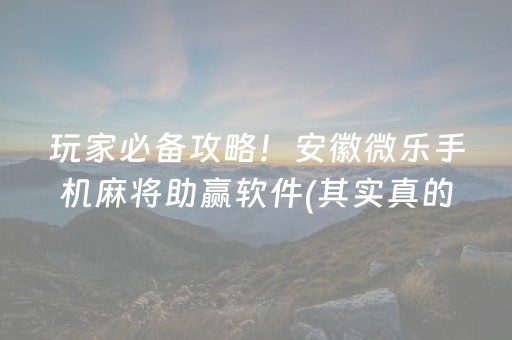 玩家必备攻略！安徽微乐手机麻将助赢软件(其实真的确实有挂)