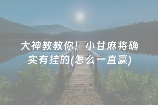 大神教教你！小甘麻将确实有挂的(怎么一直赢)