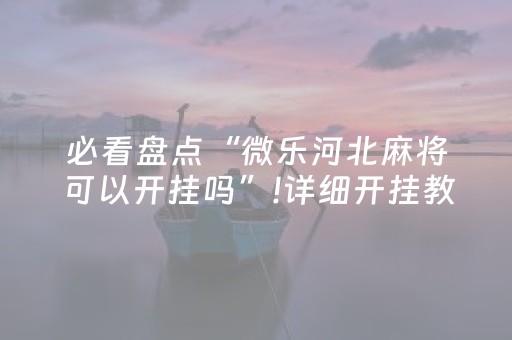 必看盘点“微乐河北麻将可以开挂吗”!详细开挂教程-知乎