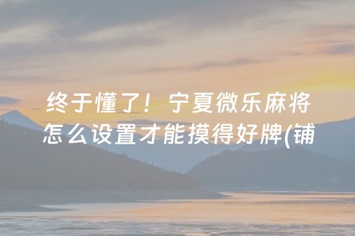 终于懂了！宁夏微乐麻将怎么设置才能摸得好牌(铺牌器购买)