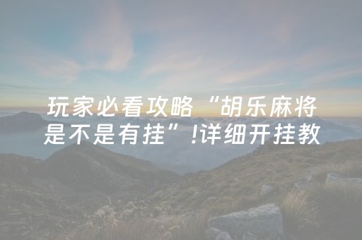 玩家必看攻略“胡乐麻将是不是有挂”!详细开挂教程-知乎