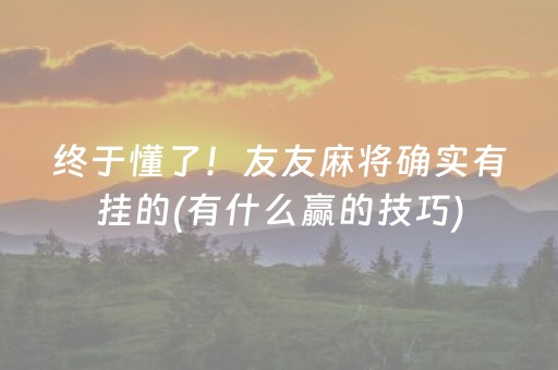 终于懂了！友友麻将确实有挂的(有什么赢的技巧)