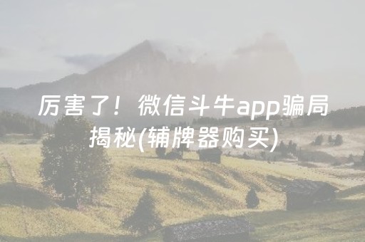 厉害了！微信斗牛app骗局揭秘(辅牌器购买)