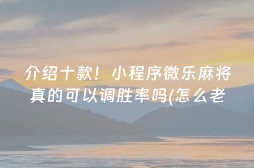 介绍十款！小程序微乐麻将真的可以调胜率吗(怎么老是输)