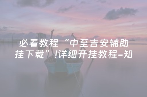 必看教程“中至吉安辅助挂下载”!详细开挂教程-知乎