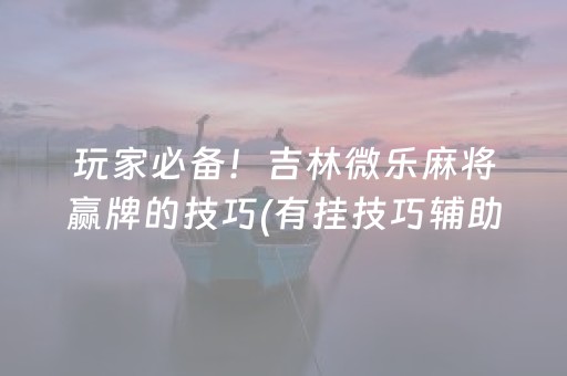 玩家必备！吉林微乐麻将赢牌的技巧(有挂技巧辅助器)