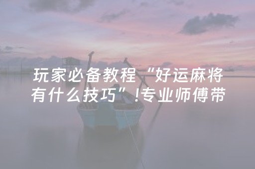 玩家必备教程“好运麻将有什么技巧”!专业师傅带你一起了解（详细教程）-知乎