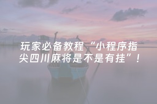 玩家必备教程“小程序指尖四川麻将是不是有挂”!详细开挂教程-知乎