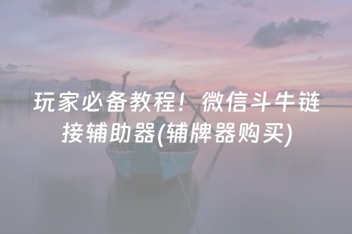 玩家必备教程！微信斗牛链接辅助器(辅牌器购买)