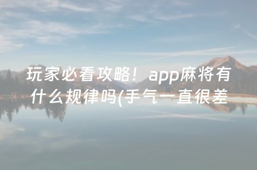 玩家必看攻略！app麻将有什么规律吗(手气一直很差)