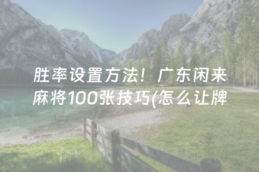 胜率设置方法！广东闲来麻将100张技巧(怎么让牌更好)