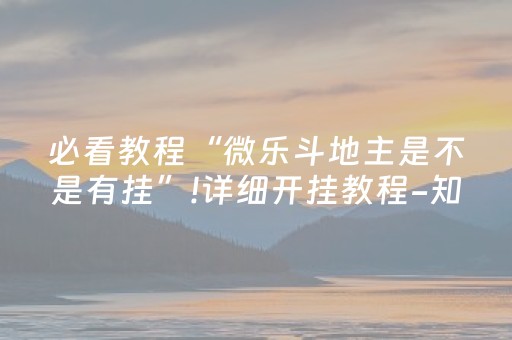 必看教程“微乐斗地主是不是有挂”!详细开挂教程-知乎