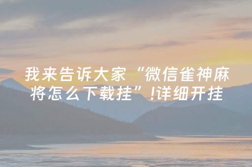 我来告诉大家“微信雀神麻将怎么下载挂”!详细开挂教程-知乎