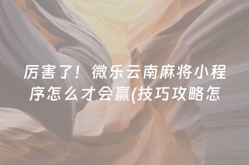 厉害了！微乐云南麻将小程序怎么才会赢(技巧攻略怎样拿好牌)