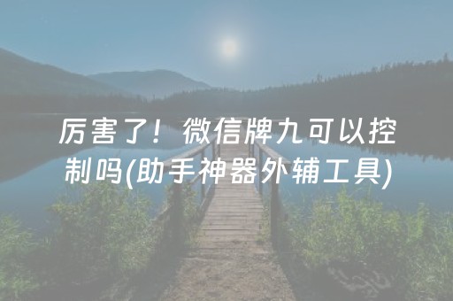 厉害了！微信牌九可以控制吗(助手神器外辅工具)