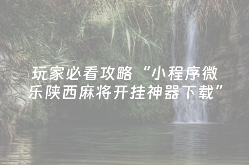 玩家必看攻略“小程序微乐陕西麻将开挂神器下载”!详细开挂教程-知乎