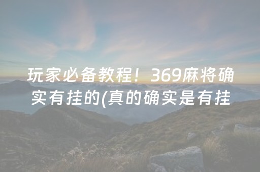 玩家必备教程！369麻将确实有挂的(真的确实是有挂)