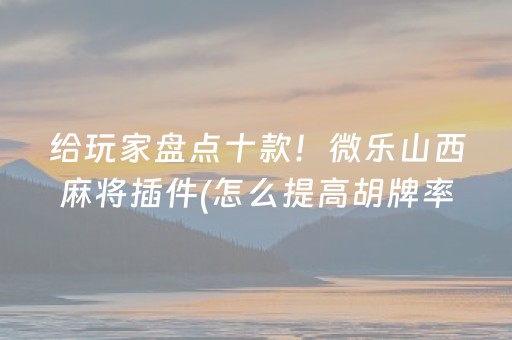 给玩家盘点十款！微乐山西麻将插件(怎么提高胡牌率)