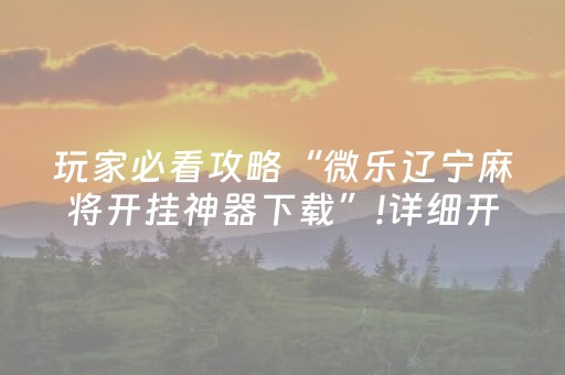 玩家必看攻略“微乐辽宁麻将开挂神器下载”!详细开挂教程-知乎