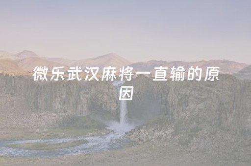 微乐武汉麻将一直输的原因（微乐湖北麻将有挂吗）